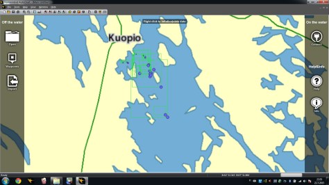 Näytöllä näkyvät luotausdataa sisältävät alueet