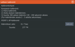Point 1 kalibrointi valikko